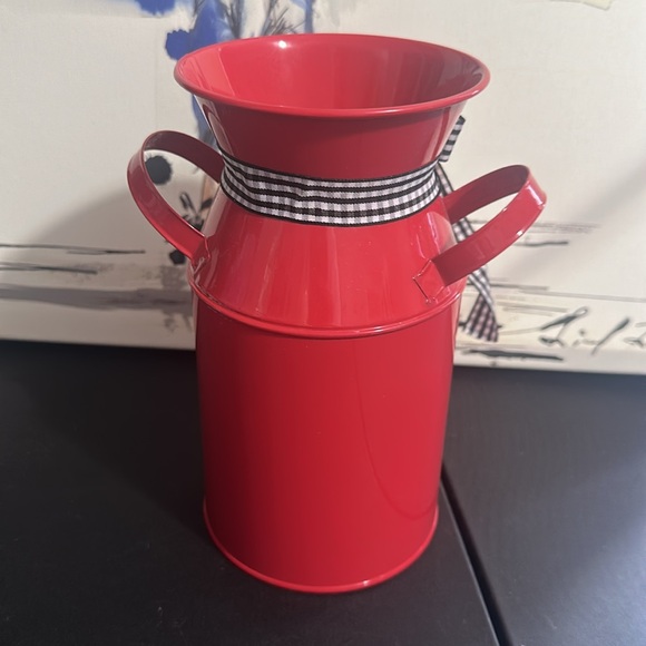 Christmas red milk jug with ribbon 7.5” length and 4” opening - Picture 2 of 2